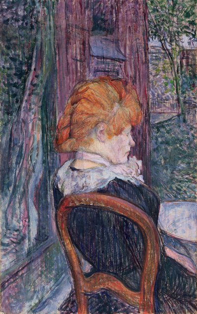 Kvinde siddende i en have, 1890 (olie på pap) af Henri de Toulouse-Lautrec
